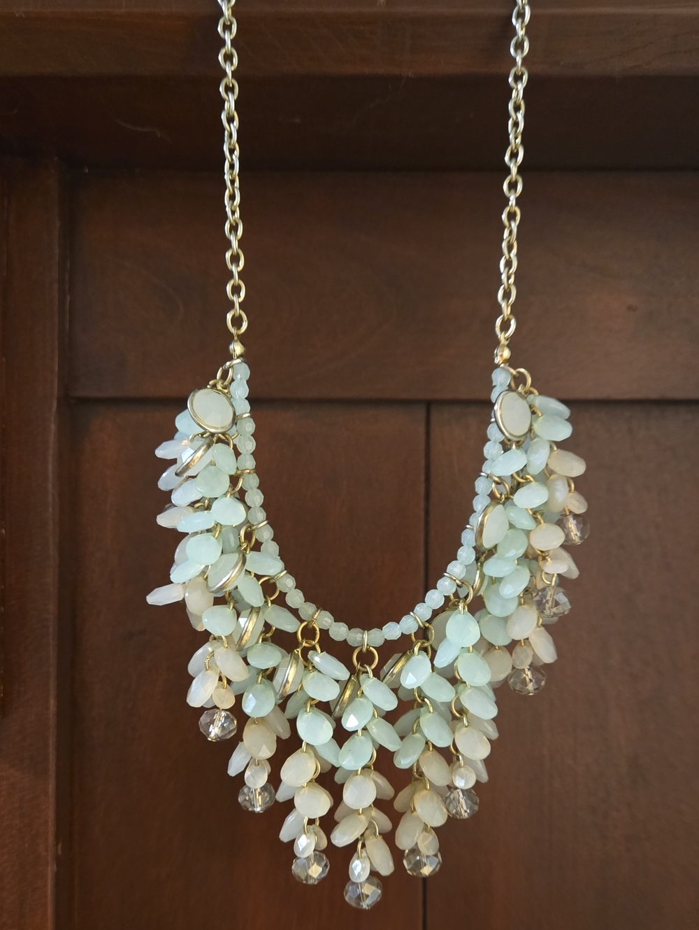 Gold-Accent Mint Cluster Statement Necklace